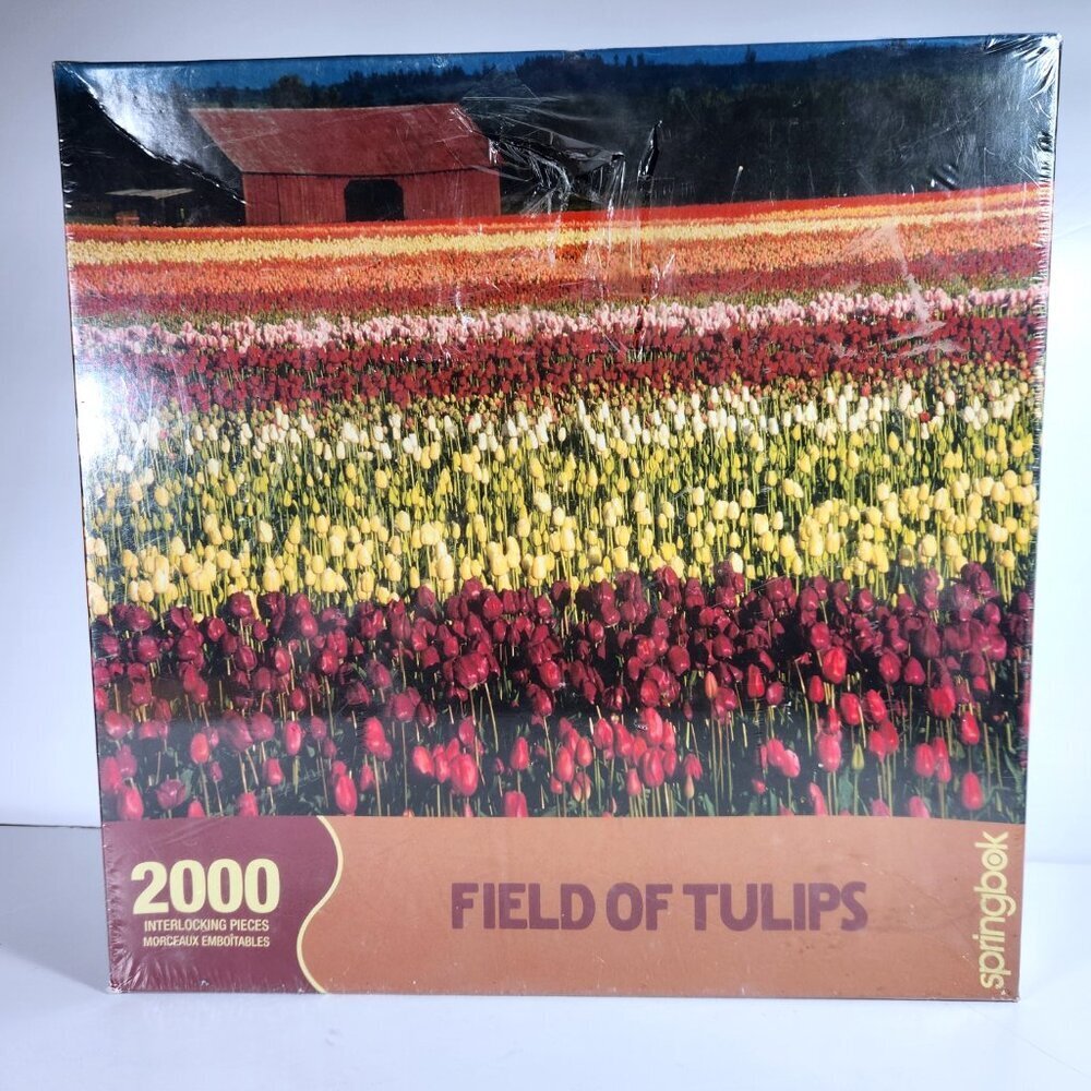 Springbok 2000 Piece Puzzle – Field of Tulips – 2003 Vintage – Factory Sealed